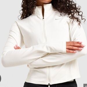 Vintage Nike Women’s XS White Fit Dry Jacket | Zip Pockets & Swoosh